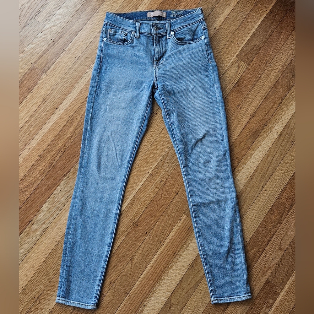 NWOT 7 For All Mankind Luxe Vintage Blue Skinny Jeans with Classic Fade Size 25